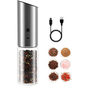 Wholesale USB Rechargeable Gravity <b>Pepper</b> and Salt Set with Adjustable Coarseness & LED Light - Product Image 2