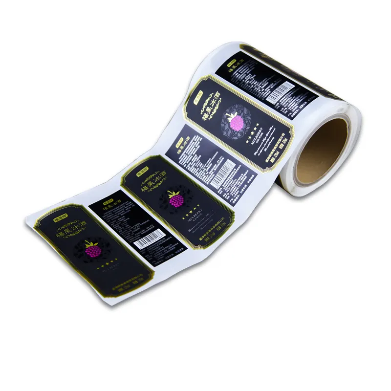 Recycling-bedrucktes Papier selbstklebender Aufkleber-Etikett für Weinflasche mit Folienprägung Lamination in Rollen