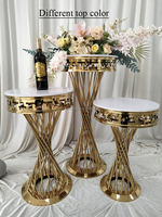 Ensemble d'affichage d'événement exposition ronde or plinthes support métal mariage cylindre piédestal gâteau table