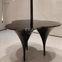 Élégant ensemble table à manger en ronce de noyer noir finition brillante maison bar cuisine restaurant salon composé de marbre verre acier