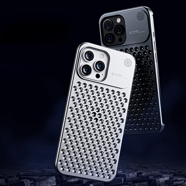 Premium Slim Aluminum Alloy Heat Sink Aromatherapy Mobile Phone Cases Cover for iPhone 12 13 14 15 16 Pro Max Plus Shockproof