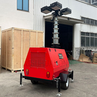 Tour d'éclairage mobile LED 7M/9M, style multi-sections, levage hydraulique, alimentation diesel, en promotion