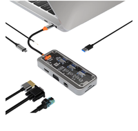D2167 Transparent 10 en 1 Type c Usbc Usb C/usb 3.0 Hub avec rj45 + carte TF Sd + charge PD100w