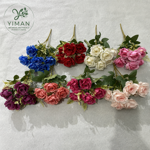 Fiori <span class=keywords><strong>di</strong></span> Seta YM, Bouquet <span class=keywords><strong>di</strong></span> 7 Rose Artificiali per Decorazioni Matrimoniali, Mazzo <span class=keywords><strong>di</strong></span> Rose Piccole per Bouquet da Sposa - Product Image 2