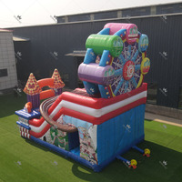 Structure gonflable combinée avec toboggan pour parc d'attractions, personnalisable, pour usage commercial et location
