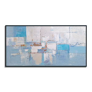 Arte originale moderna dipinta a mano astratta <span class=keywords><strong>blu</strong></span> e bianca 3D trama spessa arte parete decorazione rilievo Artwork pittura su tela - Product Image 4