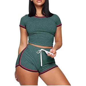 High Quality Summer Running Women Sports Fitness Suit <b>Short</b> Suit Two Piece Set Woman - Product Image 1
