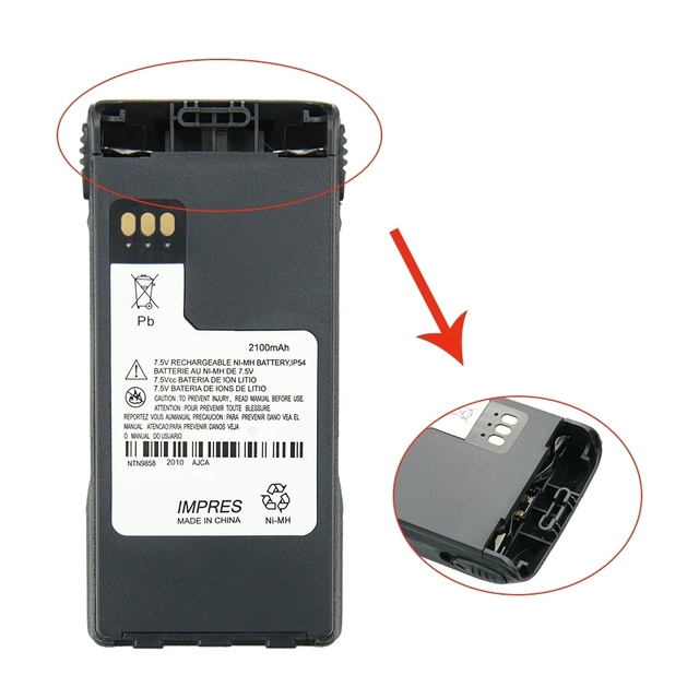 2100mAh 7.2V NTN9858C NTN9815A Two-Way Radio Ni-MH Battery Replacement for Motorola XTS1500 XTS2500 MT1500 with IMPRES