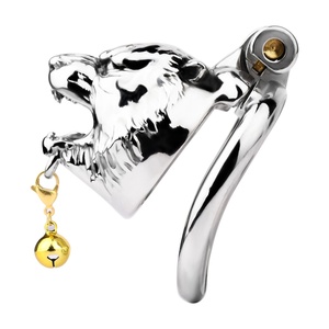 Jaula de Castidad con Diseño de Cabeza de Tigre, Orificio Abierto para Orinar, Dispositivo de Bondage para Pene, Bloqueo de Esperma Masculino, Candado de Castidad de Acero Inoxidable, Juguete para Adultos - Product Image 4