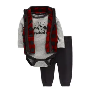 Utumn-Conjunto de ropa para bebé, mono cárdigan de algodón 100% para niño y niña, 3 uds.