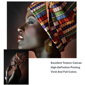 Arte murale in tela di arte del soggiorno in stile africano in stile Art Art di ispirazione Art "ragazza nera con gioielli in argento" - Product Image 5