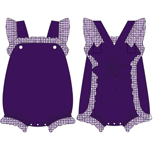 Vêtements pour enfants en vichy violet en gros, vêtements de Mardi Gras personnalisés, volants, vêtements de cavalcade, ensemble fille enfant - Product Image 4