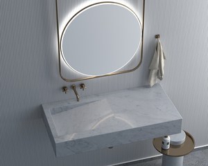 Lavabo en dalle de marbre blanc or Calacatta italien avec égouttoir <span class=keywords><strong>pour</strong></span> salle de bain et <span class=keywords><strong>cuisine</strong></span> RefineStone Modern Hotel - Product Image 2
