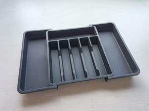 Organisateur de tiroir extensible en plastique sans BPA à double niveau, type autoportant, pour ustensiles de cuisine et couverts - Product Image 4