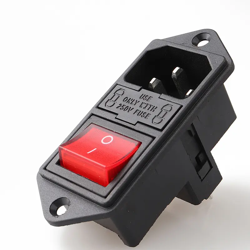 LZ-14-F14 Rocker switch with ac power socket with 250V 10A fuse 3 pin inlet ac power socket high quality power connector plug