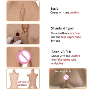 URCHOICE trans travesti silikon jel göğüsler kadın erkek crossdresser tam bodysuit silikon külot erkekler sahte meme vajina - Product Image 6
