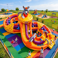 Parcours d'obstacles gonflable géant pour activités sportives de plein air, château gonflable en PVC avec toboggan, facile à assembler pour les fêtes et les événements