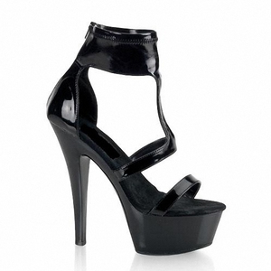 Sandales à talons hauts pour femmes, talons fins sexy, fétichistes, 15 cm, noires, à bout ouvert, <span class=keywords><strong>plateforme</strong></span> gothique, pour la pole dance, défilé, soirée - Product Image 2