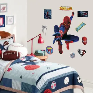 3D स्पाइडरमैन दीवार स्टिकर बच्चों के लिए हटाने योग्य दीवार Decal कार्टून मूवी पोस्टर घर सजावट स्पाइडर मैन दीवार कला कागज