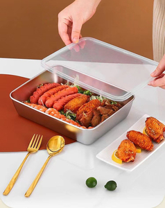 Plateau de service multifonctionnel en acier inoxydable Syh1066 avec couvercle en silicone pour la conservation des aliments, idéal pour la restauration (vente en gros) - Product Image 6
