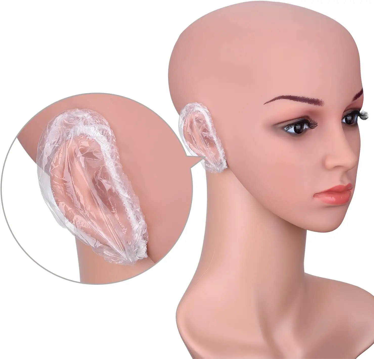 उच्च गुणवत्ता स्पष्ट निविड़ अंधकार डिस्पोजेबल कान कवर बाल डाई कान लक्ष्यों के साथ सुरक्षात्मक डिस्पोजेबल शॉवर कान को कवर टोपी