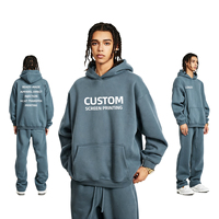 Sweat à capuche streetwear vierge, prêt-à-porter, 345 GSM, épais, coupe oversize, épaules tombantes, avec intérieur en molleton doux pour homme