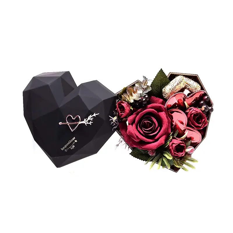 Atacado 3d coração em forma de flor chocolate caixa de embalagem de doces para o dia dos namorados