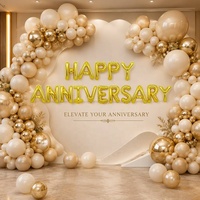 Ensemble de ballons en aluminium en forme de lettres « Happy Anniversary » de 16 pouces, or rose, or, argent, pour décoration de fête d'anniversaire de mariage, gonflables à l'hélium ou à l'air