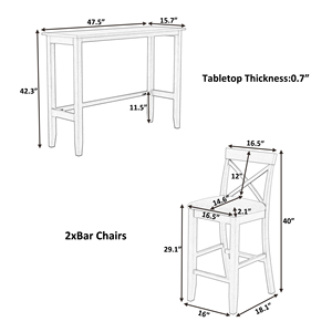 Juego de <span class=keywords><strong>Mesa</strong></span> Alta Moderna de Madera Maciza Resistente con 2 Sillas Tipo <span class=keywords><strong>Barril</strong></span> para Cafetería, Cocina o Desayunador - Product Image 6