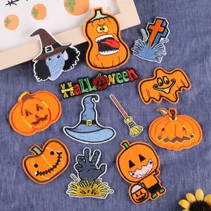 2024 rekomendasi Halloween rilis produk baru kustom Halloween bertema besi Pada Patch bordir labu