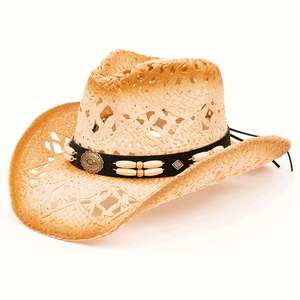 Wholesale Western Cowboy <b>Hat</b> <b>Men</b> and Women Summer Trips Beach Sun <b>Hat</b> Retro Large Brimmed <b>Straw</b> Cowboy <b>Hat</b> - Product Image 3