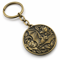 Porte-clés en métal de qualité supérieure, motif botanique et oiseaux en relief, logo personnalisé, vente en gros, fournisseur et fabricant