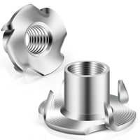 Tuerca en T DIN1624 de 4 Puntas M4 M6, Tuerca de Inserción de Cuatro Garras de Acero Galvanizado con Recubrimiento de Zinc, Clase 4.8, para Muebles y Carpintería