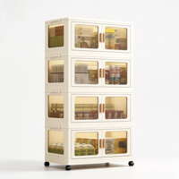 Armoire de rangement pliable à 4 niveaux avec roulettes, armoire domestique pour vêtements, organisation de la maison