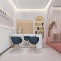 Design d'intérieur de boutique de luxe pour la décoration de salon de beauté, station de coiffure personnalisée avec miroir, mobilier de salon de beauté