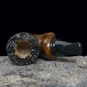 Muxiang Briarwood Pipe Free Type Handmade Tobacco Pipe With Bark Gold Glossy Surface For Men Smoking Accessory - Product Image 2