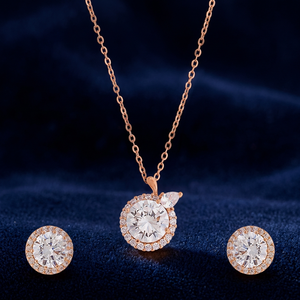Ensemble de boucles d'oreilles et collier pour femme en acier inoxydable plaqué or avec zircon blanc et perle, bijoux fins pour mariage, 188236 - Product Image 2