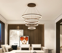 Forme ronde Chambre En Aluminium Suspension Globe Lampe Or Bague Moderne Led Lustre de Cercle