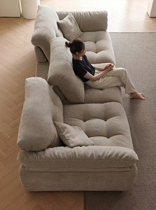 Canapé moderne en tissu trois places avec dossier capitonné et accoudoirs roulés pour salon - Product Image 5