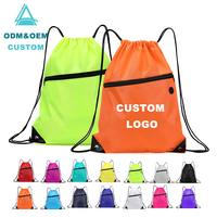 Sacs à cordon avec logo personnalisé et fente pour écouteurs Sac à dos à cordon en polyester Sac de sport de gym