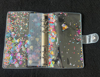 Couverture de classeur A5 A6 A7 avec pochettes zippées, couverture de planificateur en PVC pailleté, coque de carnet rechargeable scintillante, classeurs à 6 anneaux pour budget