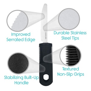 Ensemble d'ustensiles adaptatifs 3 pièces, aide pour l'arthrite, couverts pour les tremblements de la main de Parkinson, tremblements et secousses, cuillère et fourchette en acier inoxydable - Product Image 3