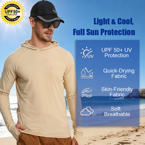 Chaleco de Pesca para Hombre, Cómodo, Personalizado, de Secado Rápido, con Protección UV, Camisa Ligera de Manga Larga con Capucha, UPF 50, Ropa Deportiva para Pesca - Product Image 2