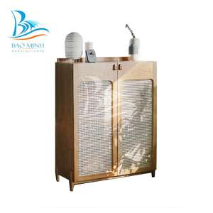 Commode en bois de style traditionnel et chaise de loisirs en rotin pour bureau à domicile et salon hôtel pour la décoration intérieure - Product Image 1