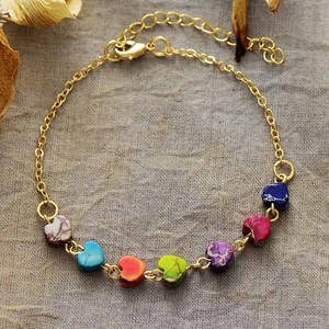 Pulsera con Dijes de Piedras Multicolores en Forma de Corazón, Aleación de Zinc, Joyería de Regalo, Accesorio de Moda - Product Image 2