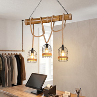 Luminaire suspendu LED rétro Zhongshan en corde de chanvre et bambou pour restaurants, cafés, magasins de vêtements, comptoirs de bar, décoration élégante en bambou