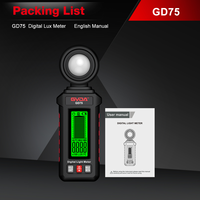 Luxmètre numérique de qualité industrielle GVDA GD75, haute précision, résolution 0,1 LUX, plage de longueur d'onde 320-730 nm, écran LCD rétroéclairé