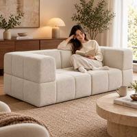 Canapé sectionnel capitonné de luxe, modulaire sans cadre en mousse, compressé sous vide, assise souple pour appartement studio