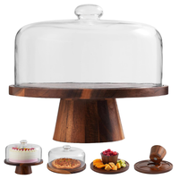 Support à gâteau rond en bois d'acacia, support polyvalent pour desserts, plateau en bois pour présentations de desserts à la maison