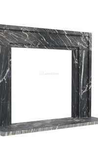 Chimenea Portátil Ajustable de Mármol Negro Arabescato Orobico Contemporáneo para Hotel, Apartamento, Sala de Estar - Product Image 3